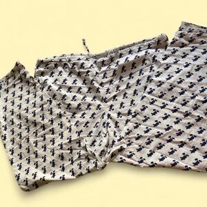 White Pants with Blue Pattern